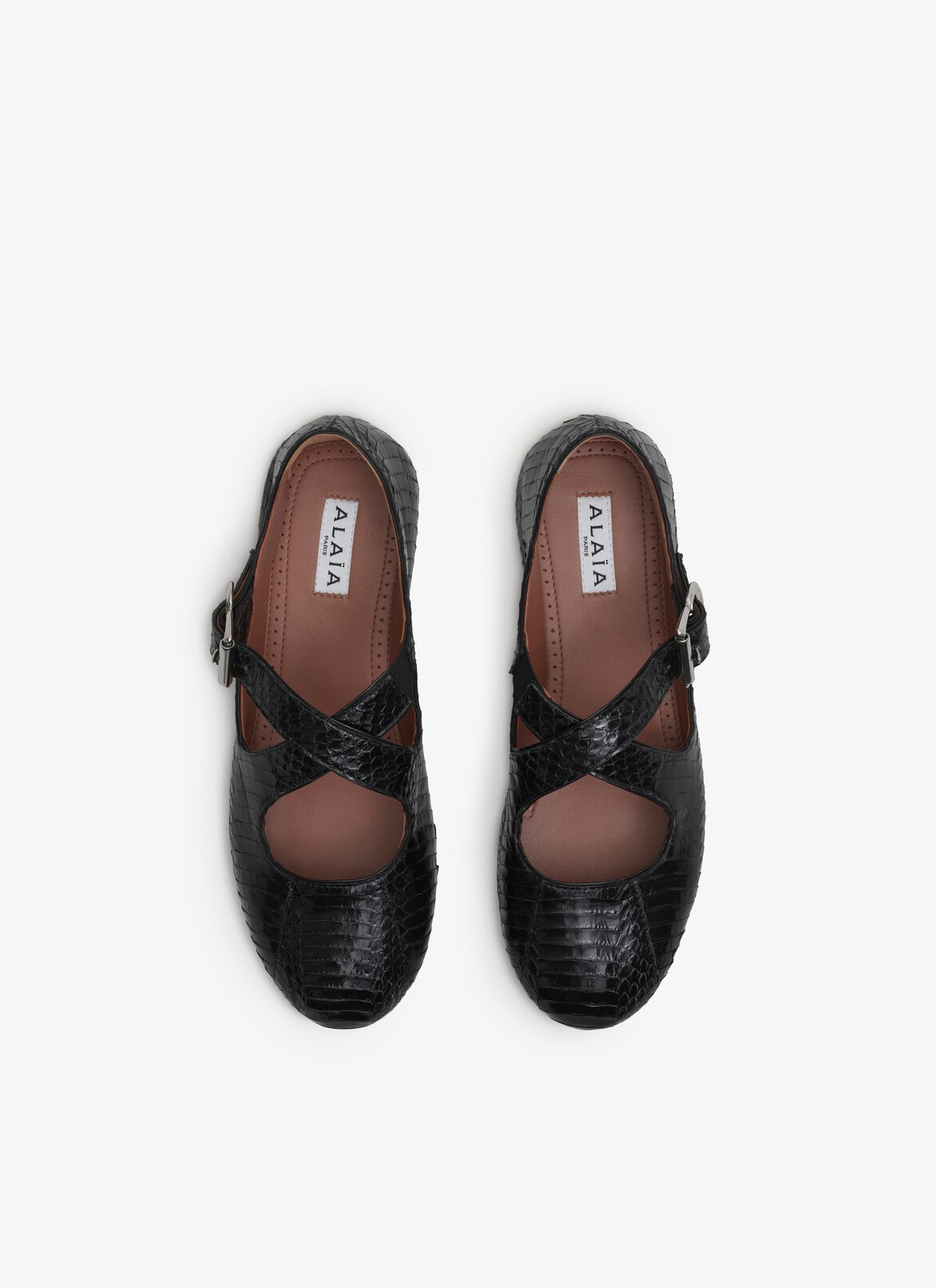 CRISS CROSS BALLET FLATS IN ELAPHE ALAÏA BLACK CRISS CROSS BALLET FLATS IN ELAPHE